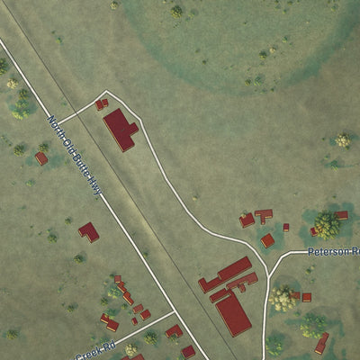 Second close-up of the map of Hamer, Idaho print showing more streets and buildings