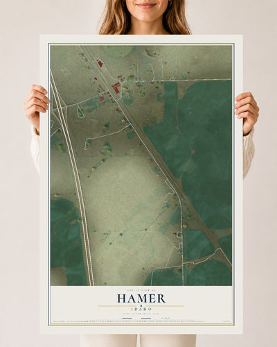Map of Hamer, Idaho, 24 x 36 inch unframed archival matte print