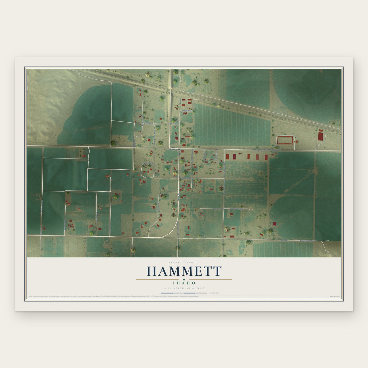 Hammett, Idaho map print, the full design