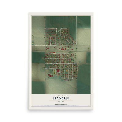 Map of Hansen, Idaho, 12 x 18 inch unframed archival matte print
