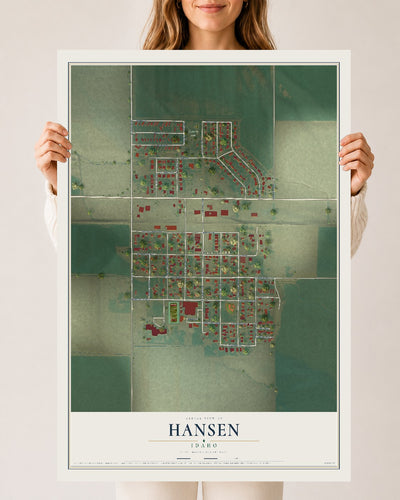 Map of Hansen, Idaho, 24 x 36 inch unframed archival matte print
