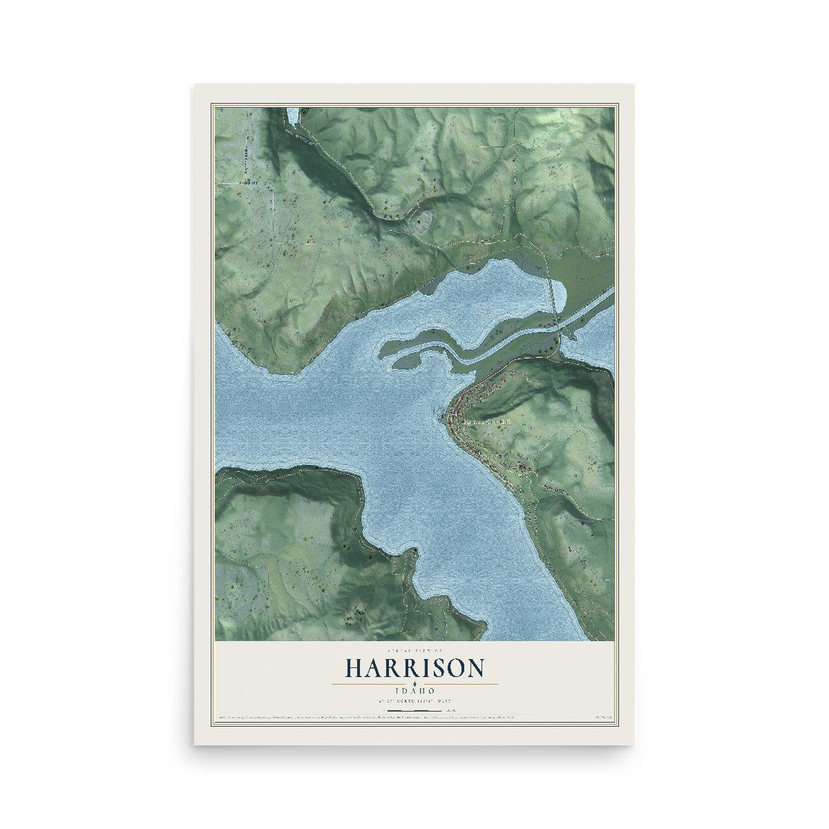 Map of Harrison, Idaho, 12 x 18 inch unframed archival matte print
