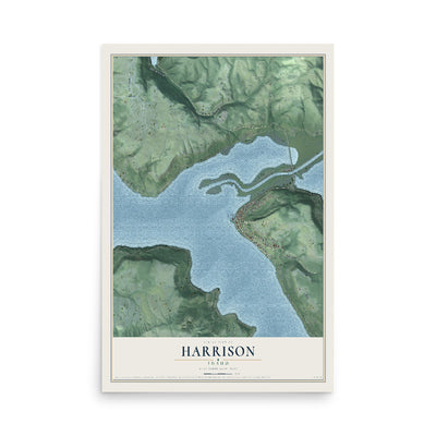 Map of Harrison, Idaho, 12 x 18 inch unframed archival matte print