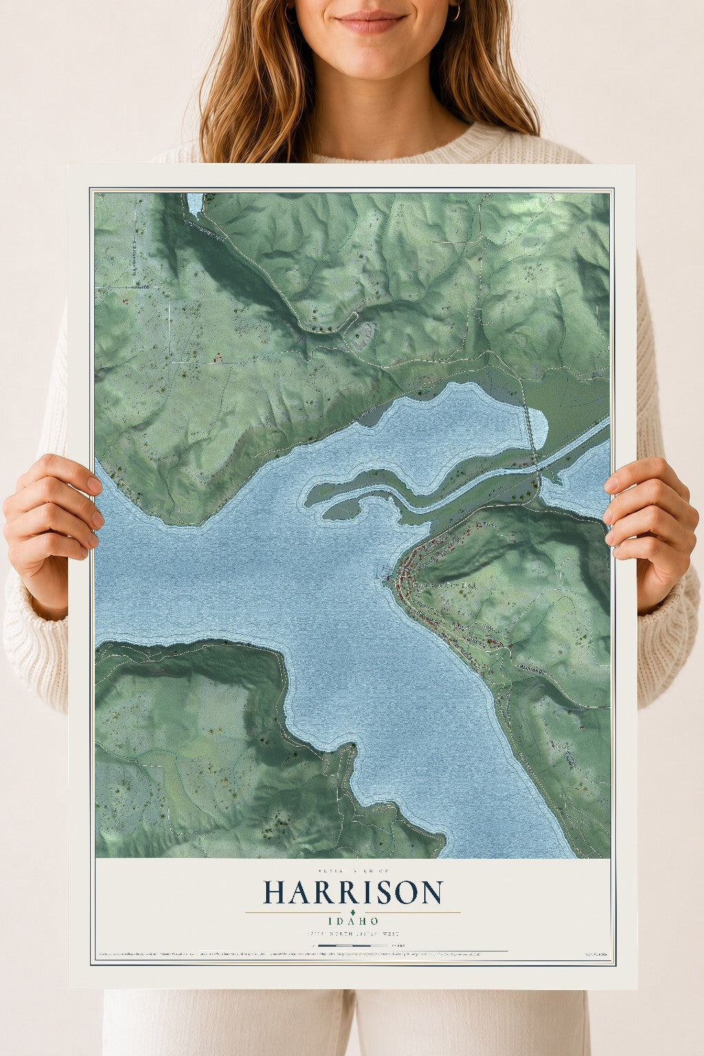 Map of Harrison, Idaho, 18 x 24 inch unframed archival matte print