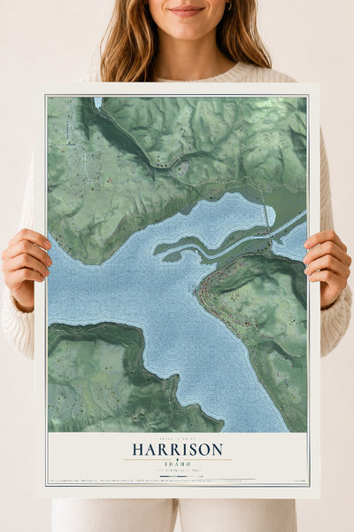 Map of Harrison, Idaho, 18 x 24 inch unframed archival matte print