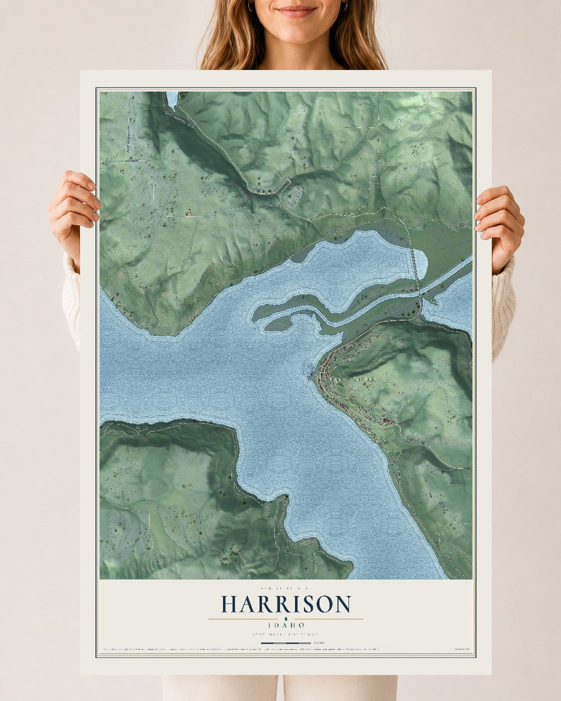 Map of Harrison, Idaho, 24 x 36 inch unframed archival matte print