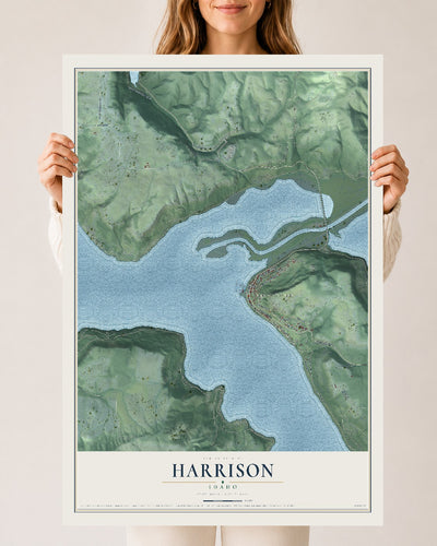 Map of Harrison, Idaho, 24 x 36 inch unframed archival matte print