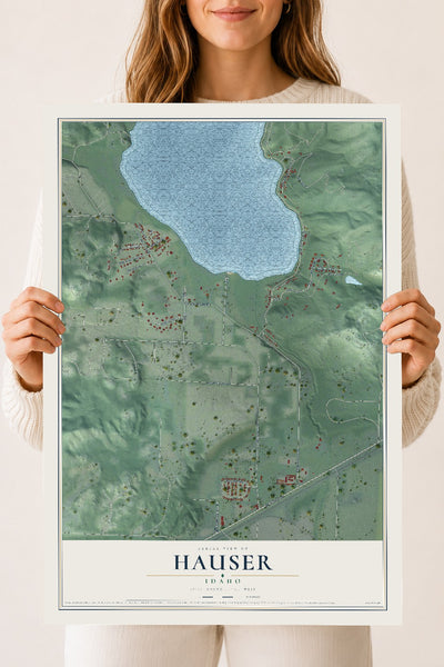 Map of Hauser, Idaho, 18 x 24 inch unframed archival matte print