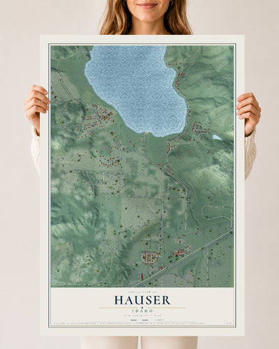 Map of Hauser, Idaho, 24 x 36 inch unframed archival matte print
