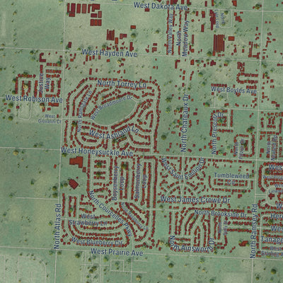 Second close-up of the map of Hayden, Idaho print showing more streets and buildings