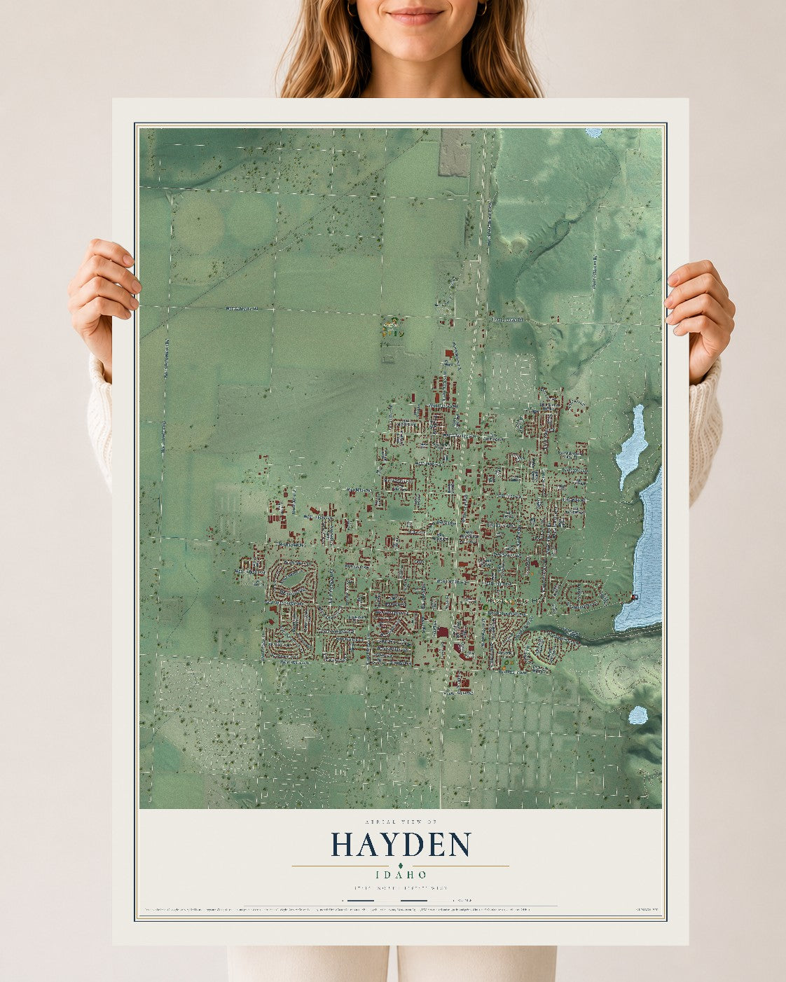 Map of Hayden, Idaho, 24 x 36 inch unframed archival matte print