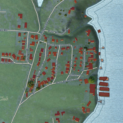 Second close-up of the map of Hayden Lake, Idaho print showing more streets and buildings