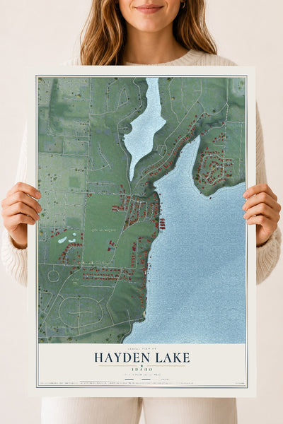 Map of Hayden Lake, Idaho, 18 x 24 inch unframed archival matte print