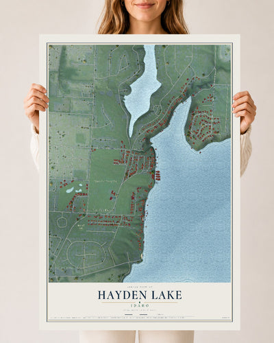 Map of Hayden Lake, Idaho, 24 x 36 inch unframed archival matte print