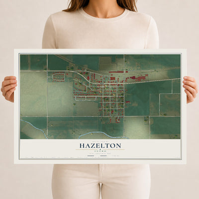 Map of Hazelton, Idaho, 12 x 18 inch unframed archival matte print