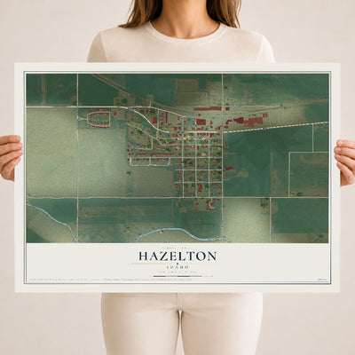 Map of Hazelton, Idaho, 18 x 24 inch unframed archival matte print