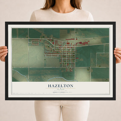 Map of Hazelton, Idaho, 18 x 24 inch print in a black wood frame