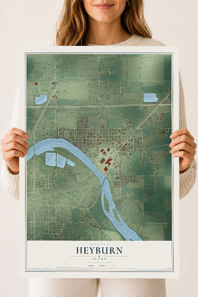 Map of Heyburn, Idaho, 18 x 24 inch unframed archival matte print