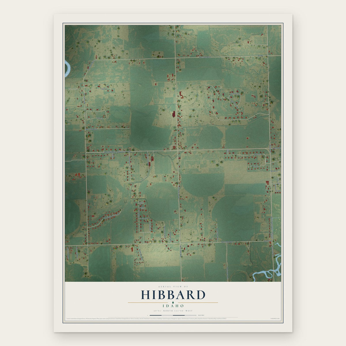 Hibbard, Idaho map print, the full design
