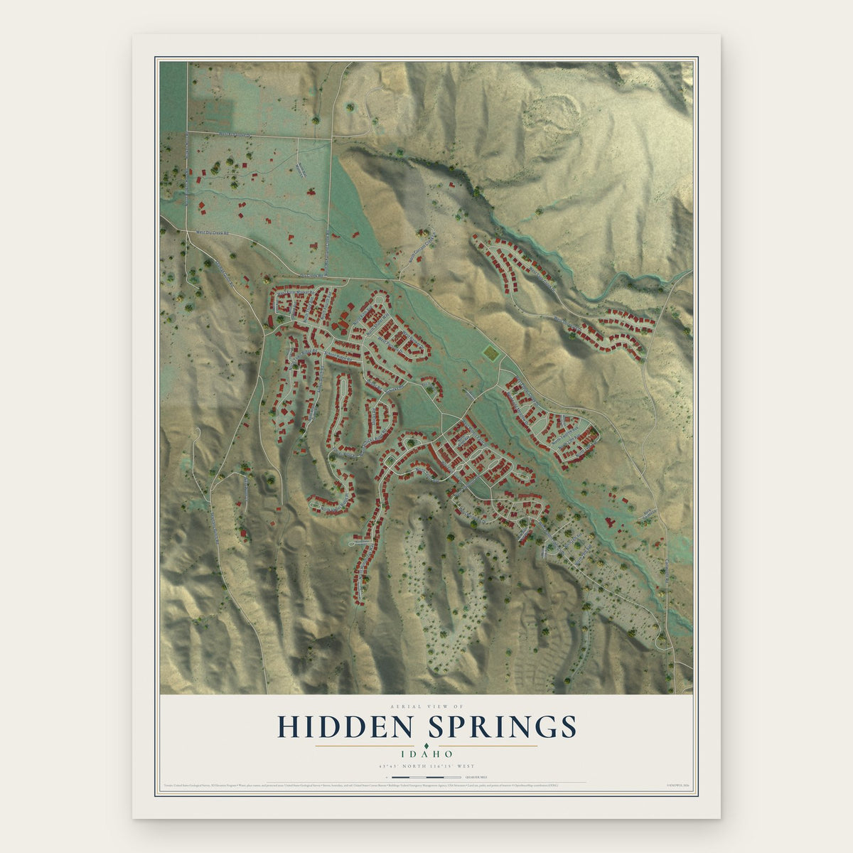 Hidden Springs, Idaho map print, the full design