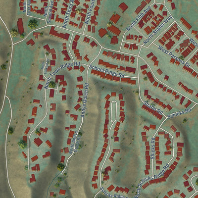Close-up of the map of Hidden Springs, Idaho print showing street and building detail