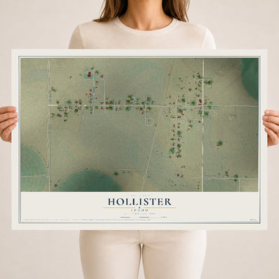 Map of Hollister, Idaho, 18 x 24 inch unframed archival matte print