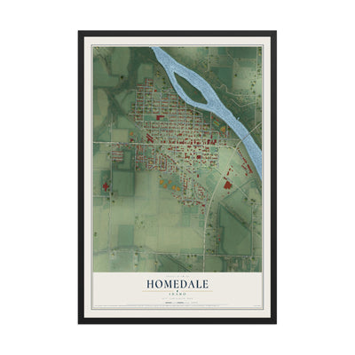 Map of Homedale, Idaho, 12 x 18 inch print in a black wood frame