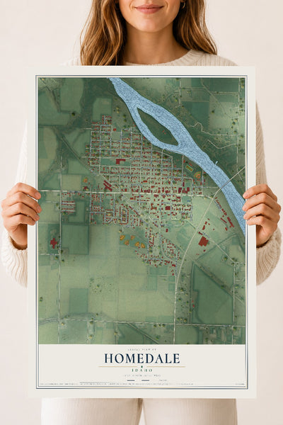 Map of Homedale, Idaho, 18 x 24 inch unframed archival matte print