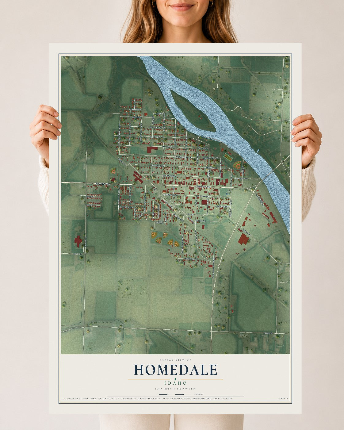 Map of Homedale, Idaho, 24 x 36 inch unframed archival matte print