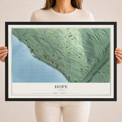 Map of Hope, Idaho, 18 x 24 inch print in a black wood frame