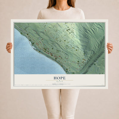 Map of Hope, Idaho, 24 x 36 inch unframed archival matte print