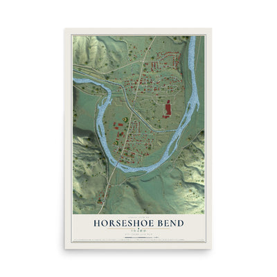 Map of Horseshoe Bend, Idaho, 12 x 18 inch unframed archival matte print