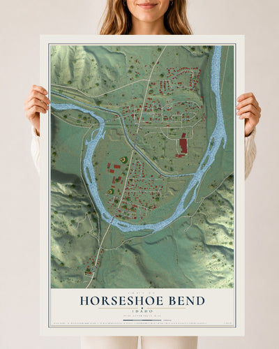 Map of Horseshoe Bend, Idaho, 24 x 36 inch unframed archival matte print
