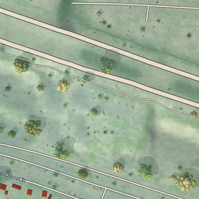 Second close-up of the map of Huetter, Idaho print showing more streets and buildings