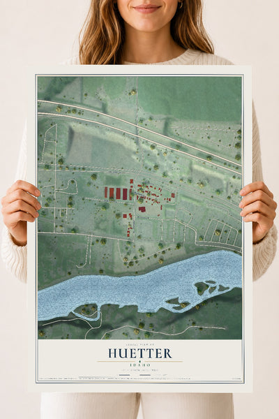 Map of Huetter, Idaho, 18 x 24 inch unframed archival matte print