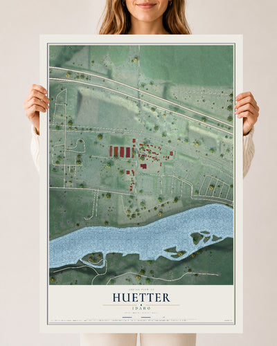 Map of Huetter, Idaho, 24 x 36 inch unframed archival matte print