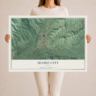 Map of Idaho City, Idaho, 24 x 36 inch unframed archival matte print