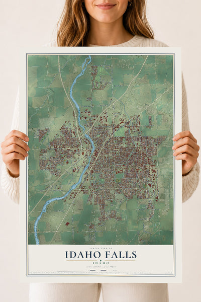 Map of Idaho Falls, Idaho, 18 x 24 inch unframed archival matte print