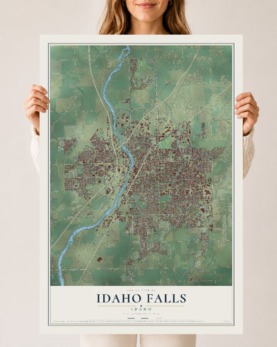 Map of Idaho Falls, Idaho, 24 x 36 inch unframed archival matte print