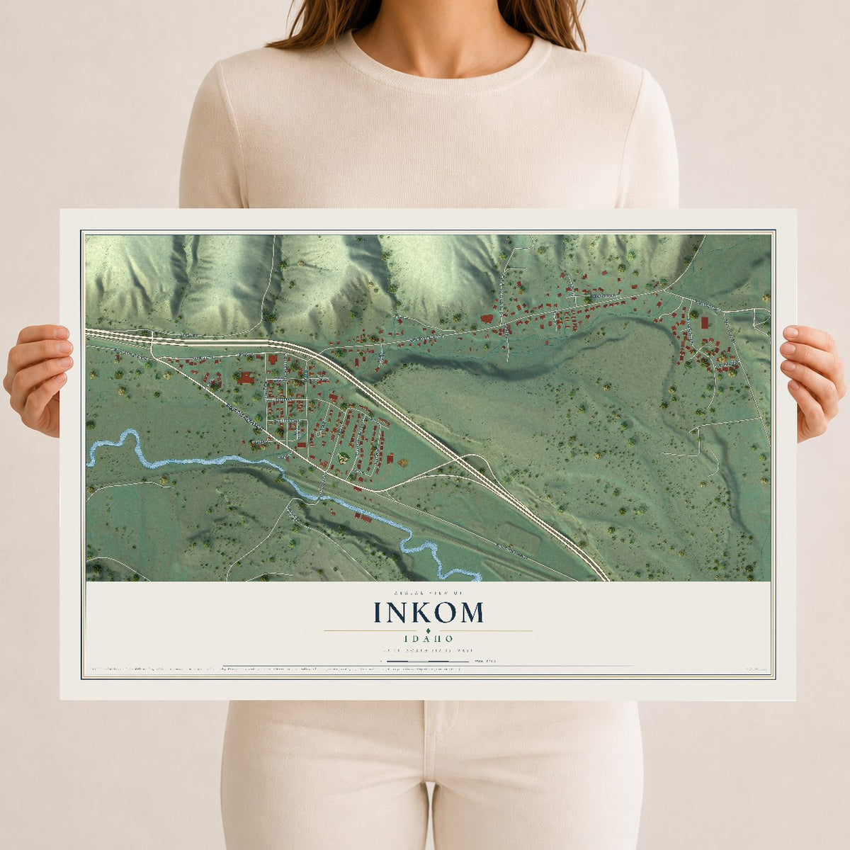 Map of Inkom, Idaho, 12 x 18 inch unframed archival matte print