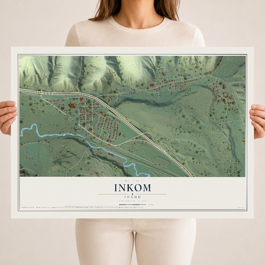Map of Inkom, Idaho, 18 x 24 inch unframed archival matte print
