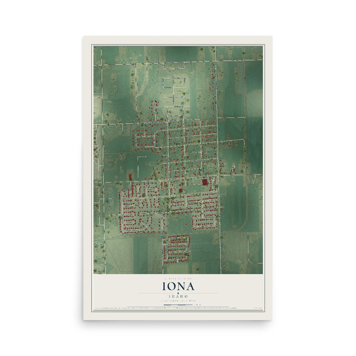Map of Iona, Idaho, 12 x 18 inch unframed archival matte print