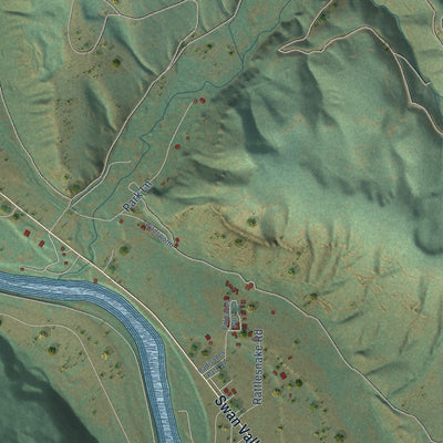 Second close-up of the map of Irwin, Idaho print showing more streets and buildings