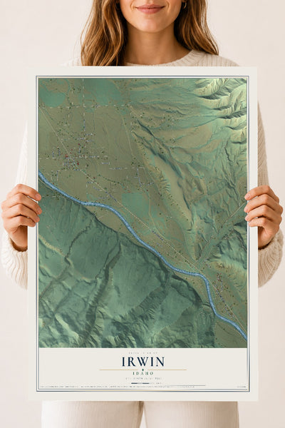 Map of Irwin, Idaho, 18 x 24 inch unframed archival matte print