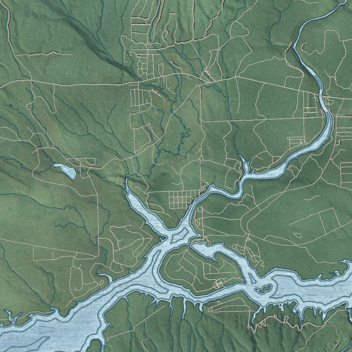 Close-up of the map of Island Park, Idaho print showing street and building detail