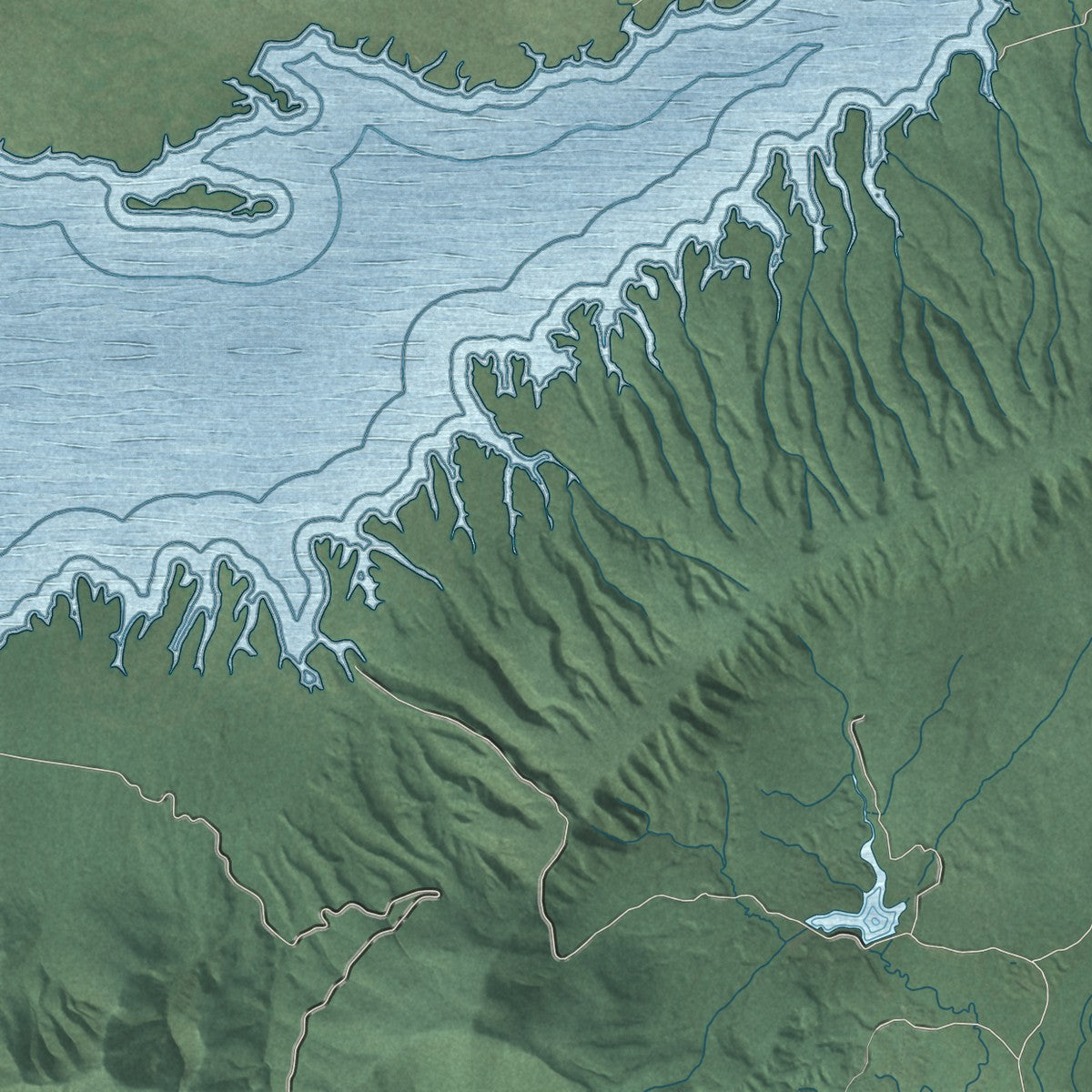 Second close-up of the map of Island Park, Idaho print showing more streets and buildings