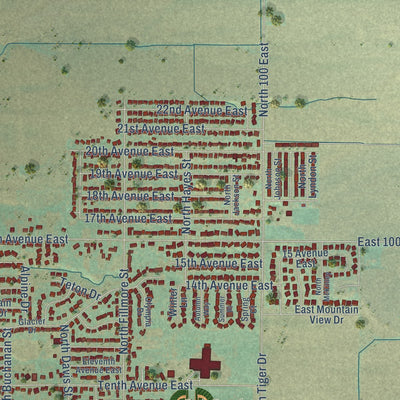 Second close-up of the map of Jerome, Idaho print showing more streets and buildings