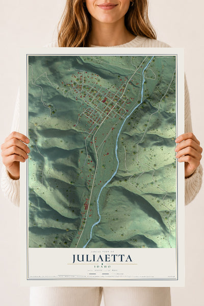 Map of Juliaetta, Idaho, 18 x 24 inch unframed archival matte print