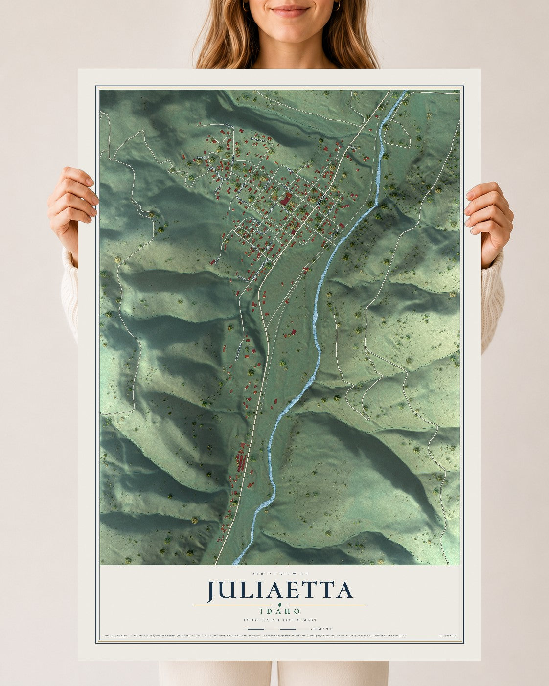 Map of Juliaetta, Idaho, 24 x 36 inch unframed archival matte print