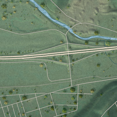 Second close-up of the map of Kellogg, Idaho print showing more streets and buildings